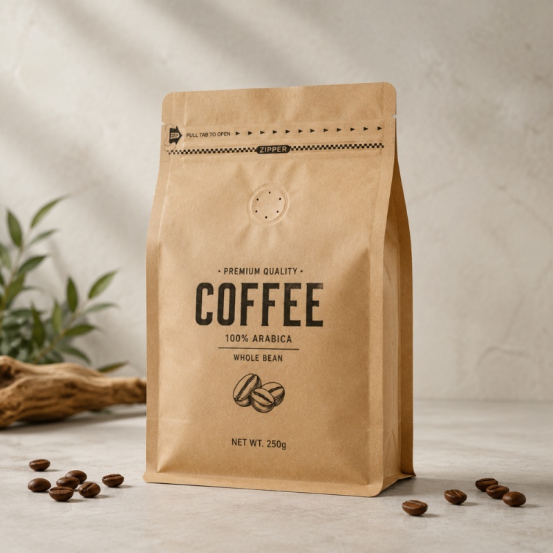 Kraft paper side gusset coffee pouches
