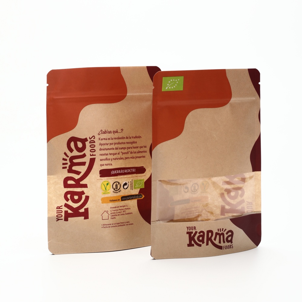 Eco-Friendly Compostable Kraft Stand-Up Pouches with Window